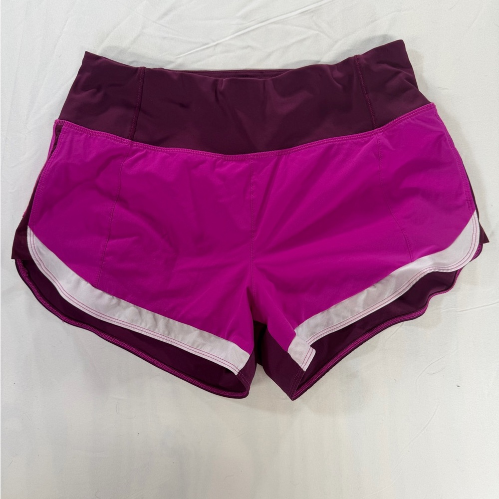 Athleta Women's Running Free Shorts Pink and Burgundy w/ Built in Underwear Sz S